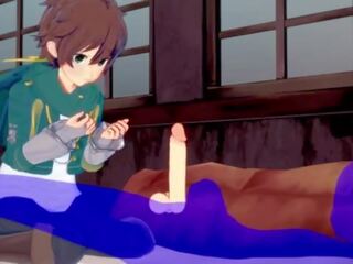Konosuba yaoi - kazuma avsugning med sperma i hans mun - japanska asiatiskapojke mangaen animen spel kön bög