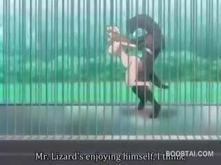 Povekas anime nuori naaras- kusipää naulattu kova mukaan monsterin at the zoo